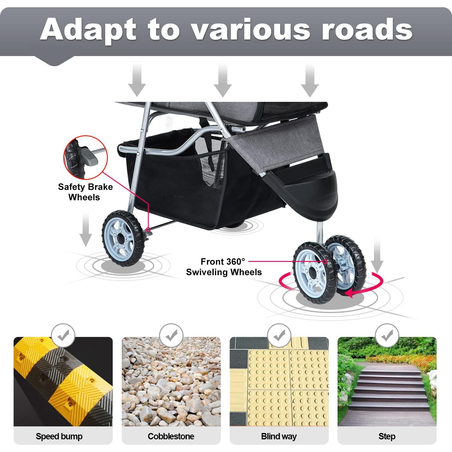 Carrito de Paseo Plegable BestPet para Perros y Gatos 15 kg
