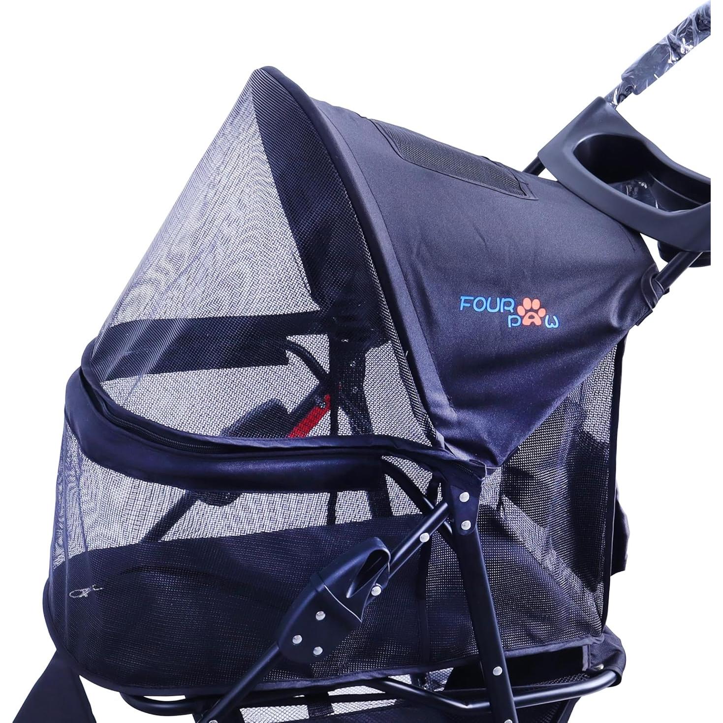 Carrito para Mascotas FOURPAW 3 Ruedas Ventana Completa Negro