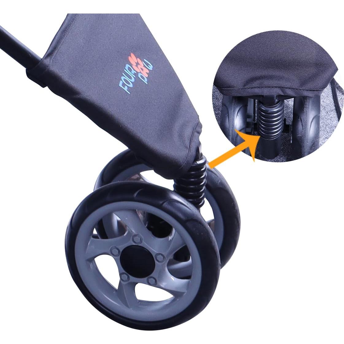 Carrito para Mascotas FOURPAW 3 Ruedas Ventana Completa Negro