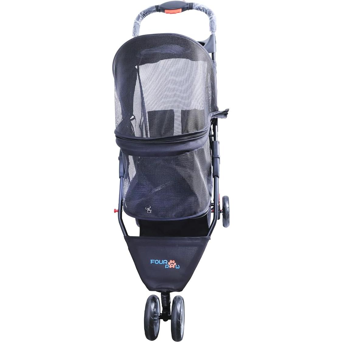 Carrito para Mascotas FOURPAW 3 Ruedas Ventana Completa Negro