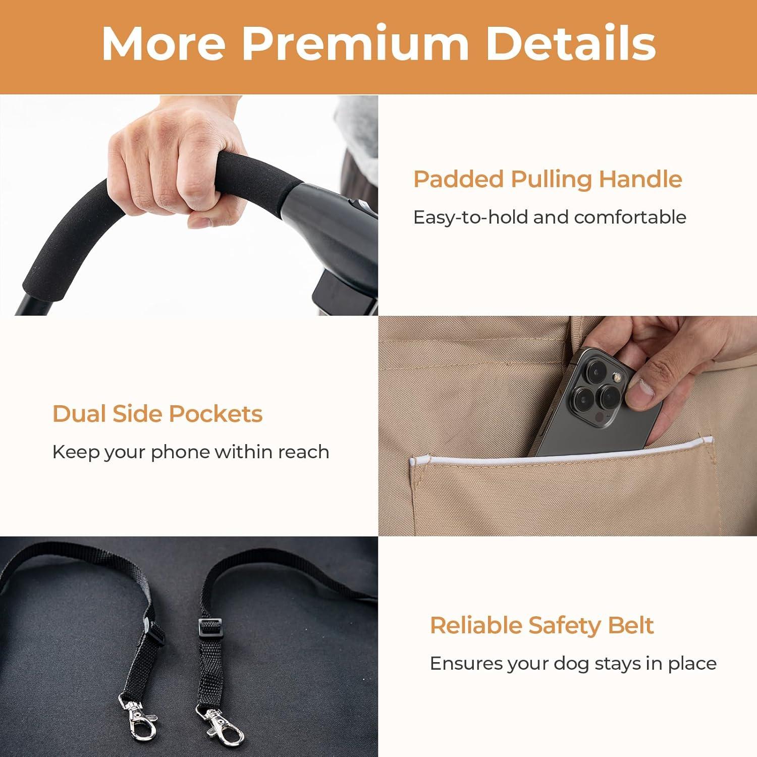 Carrito Doble para Mascotas Giantex Beige, 2 Transportadores Desmontables