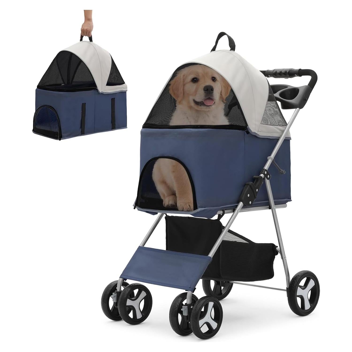Carrito para Mascotas Colección Athena 4 Ruedas Azul Marino