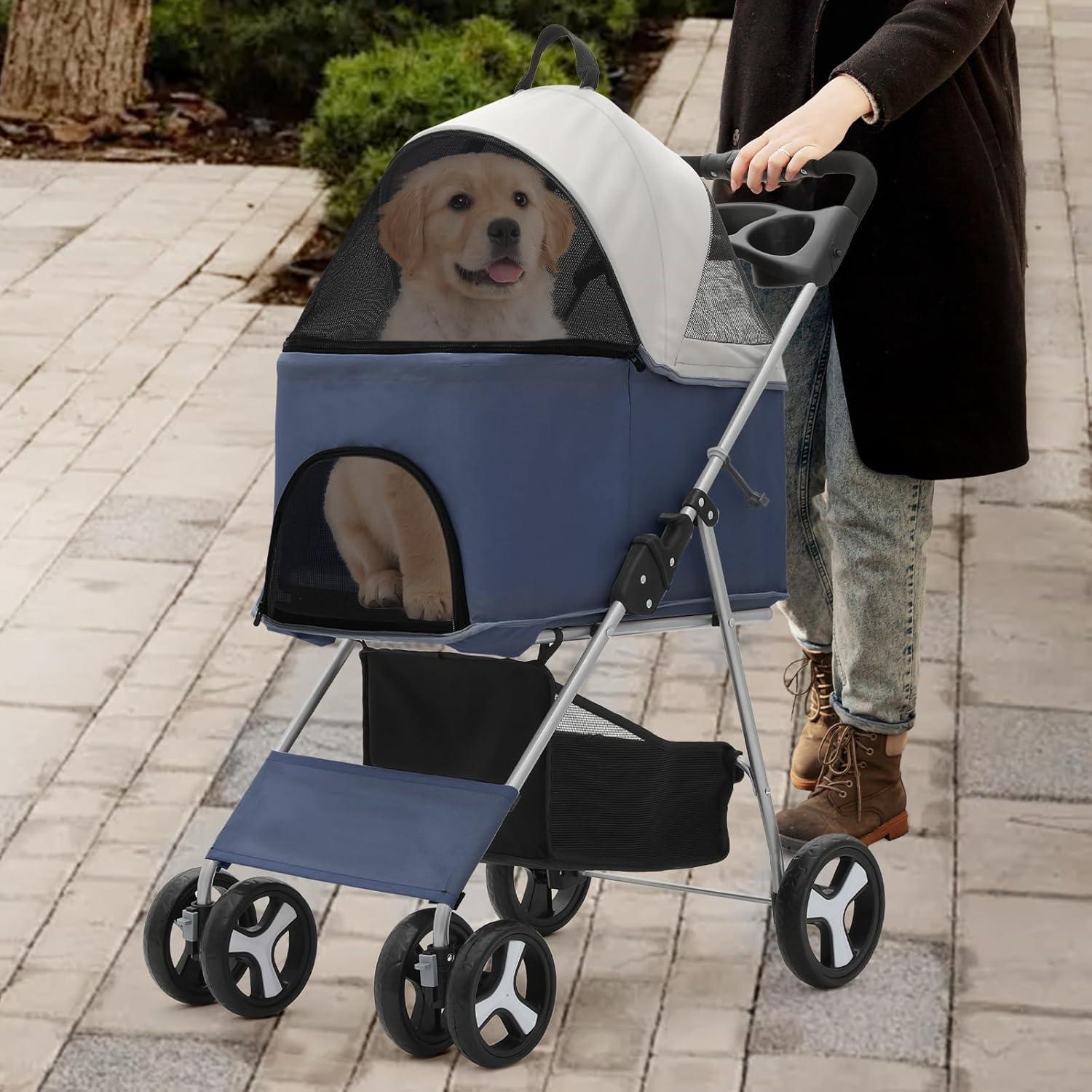 Carrito para Mascotas Colección Athena 4 Ruedas Azul Marino