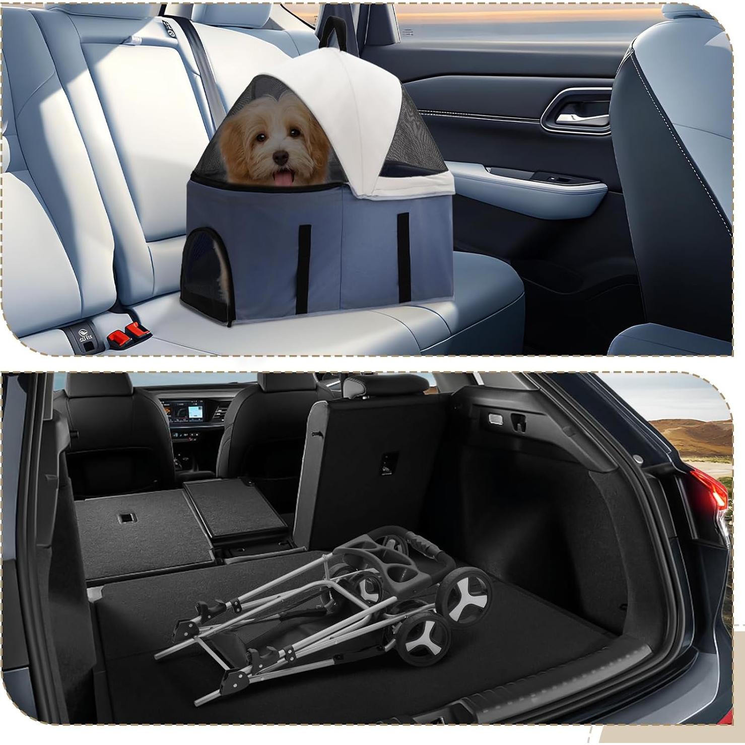 Carrito para Mascotas Colección Athena 4 Ruedas Azul Marino