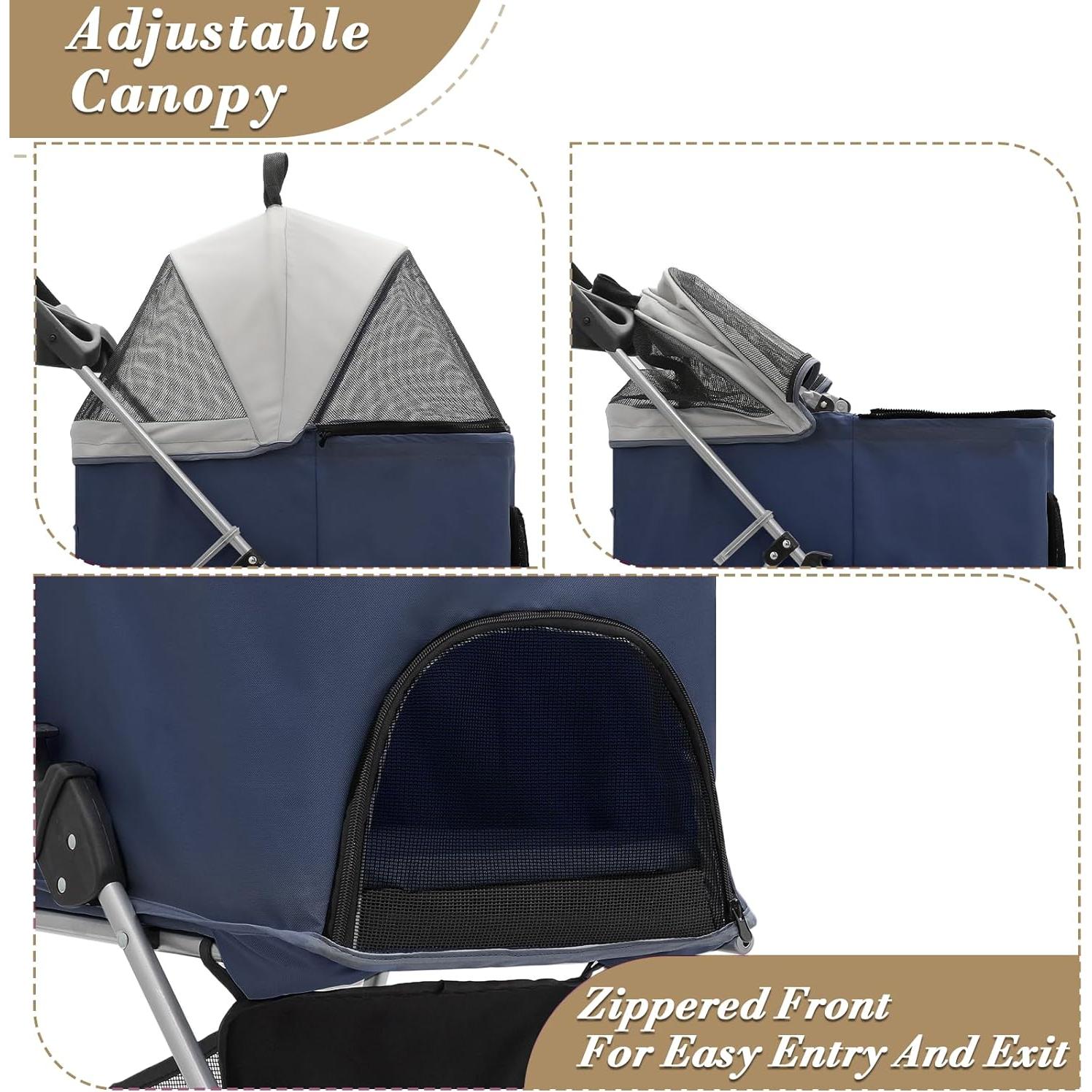 Carrito para Mascotas Colección Athena 4 Ruedas Azul Marino