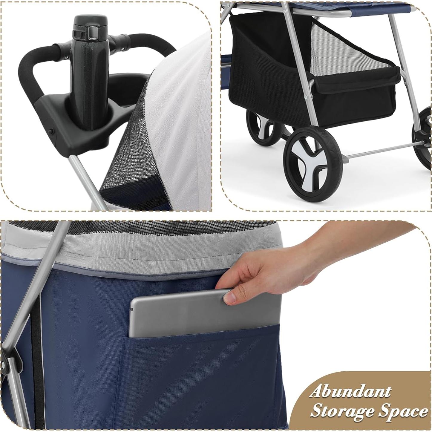 Carrito para Mascotas Colección Athena 4 Ruedas Azul Marino