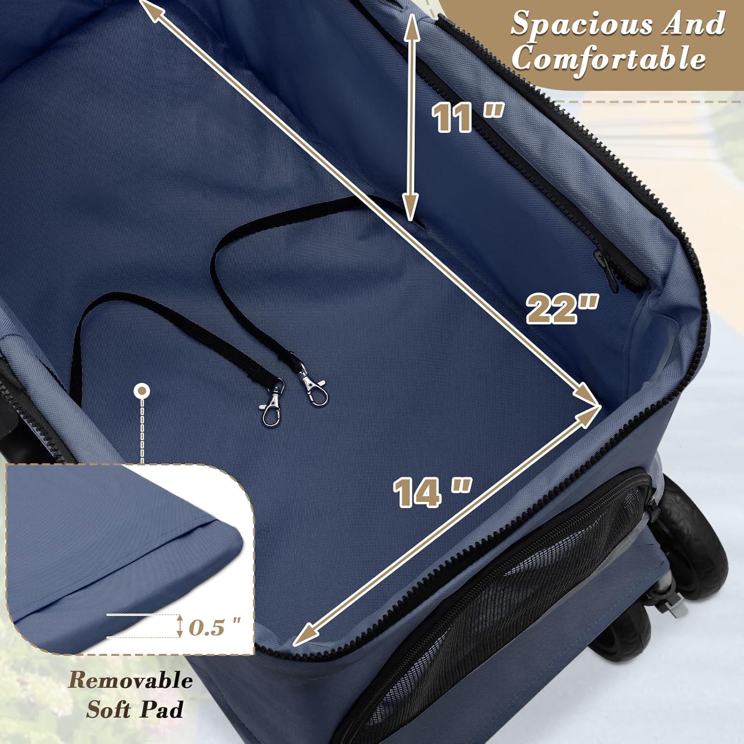 Carrito para Mascotas Colección Athena 4 Ruedas Azul Marino