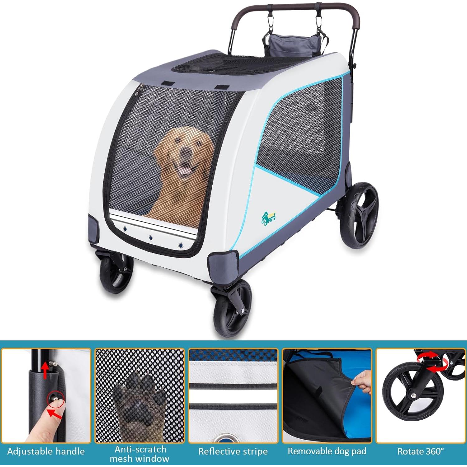 Carro de Perro Extra Grande Ownpets 70kg Plegable con Bolsa