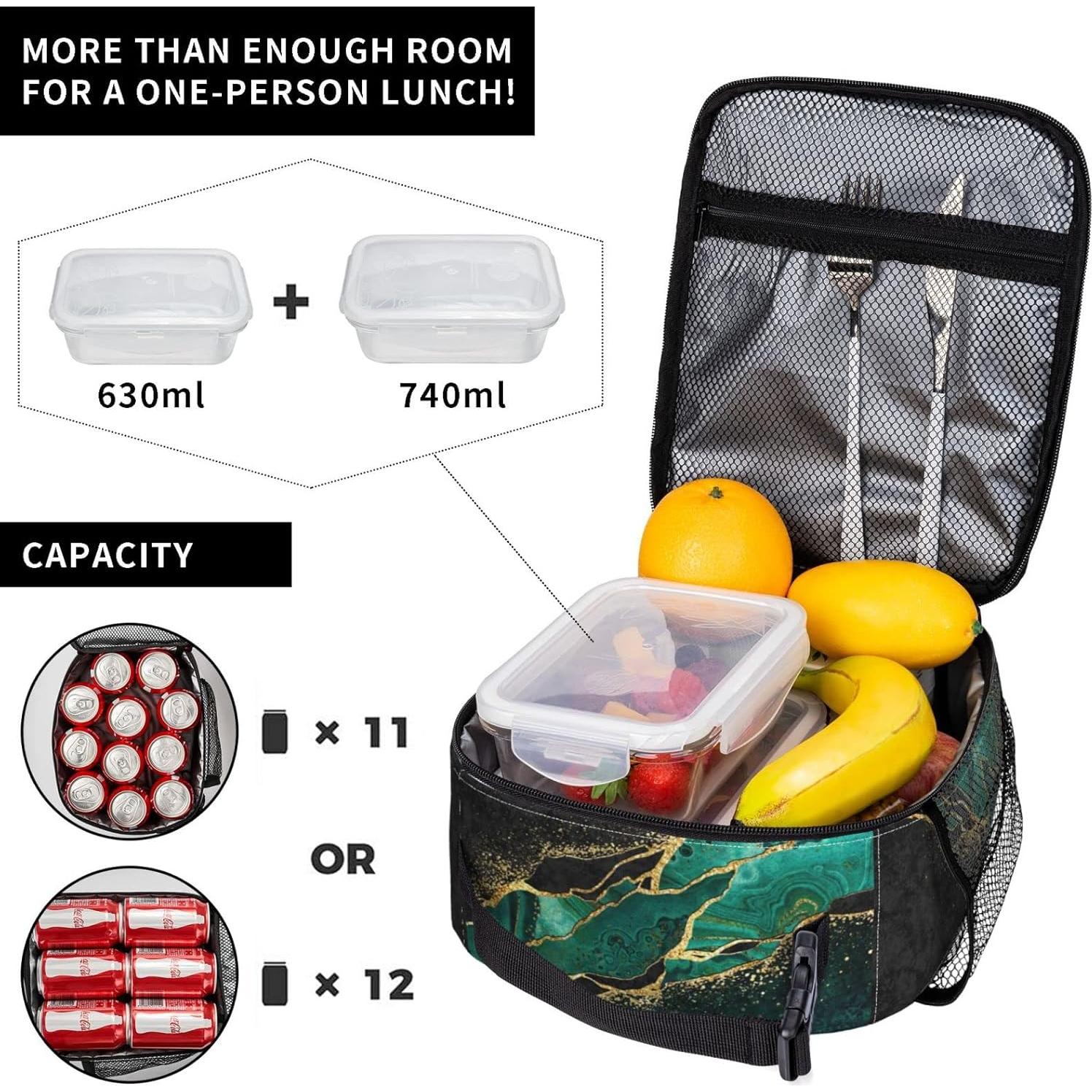 Bolsa de Almuerzo Aislada YETTA YANG Negro Mármol 25.4x20.3cm