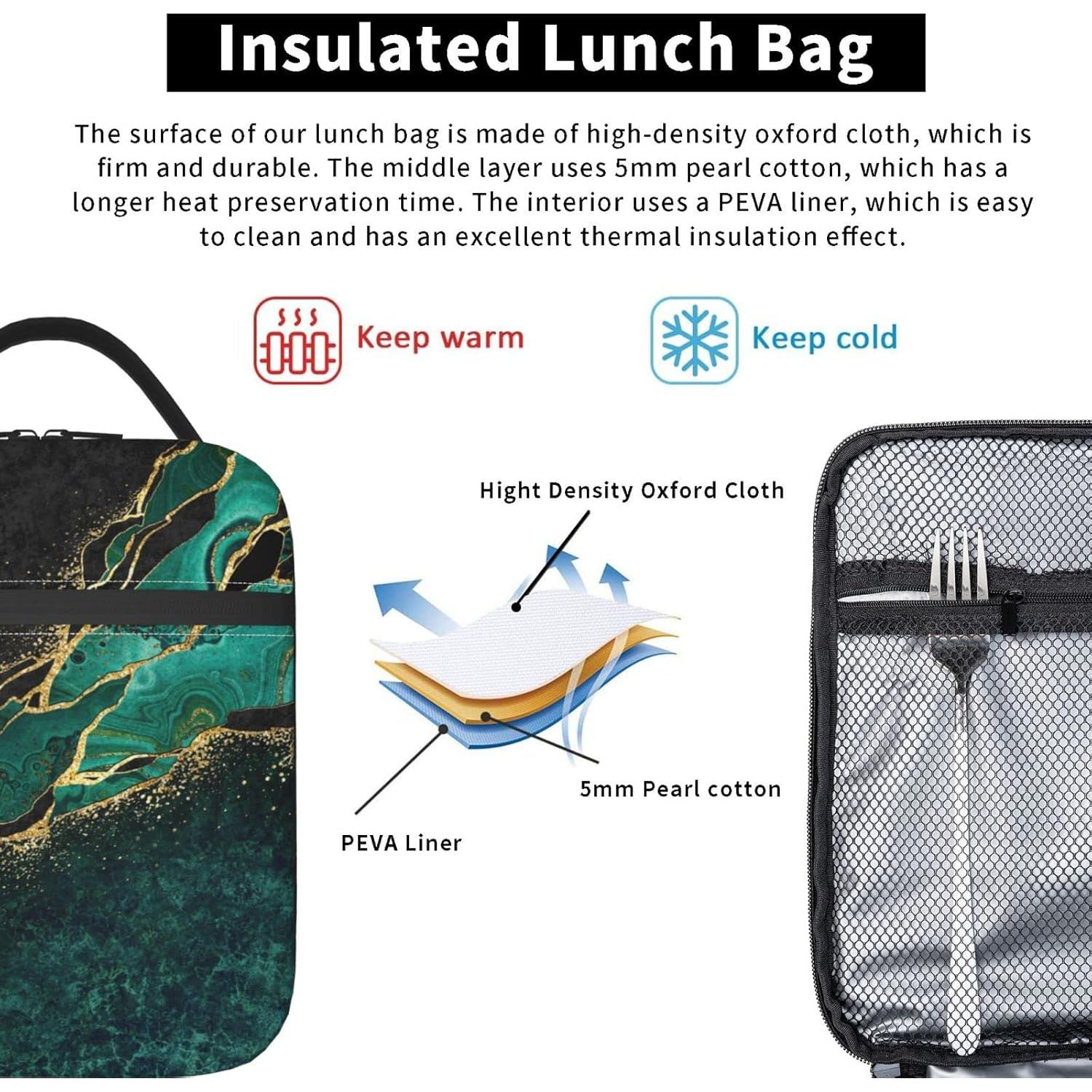 Bolsa de Almuerzo Aislada YETTA YANG Negro Mármol 25.4x20.3cm