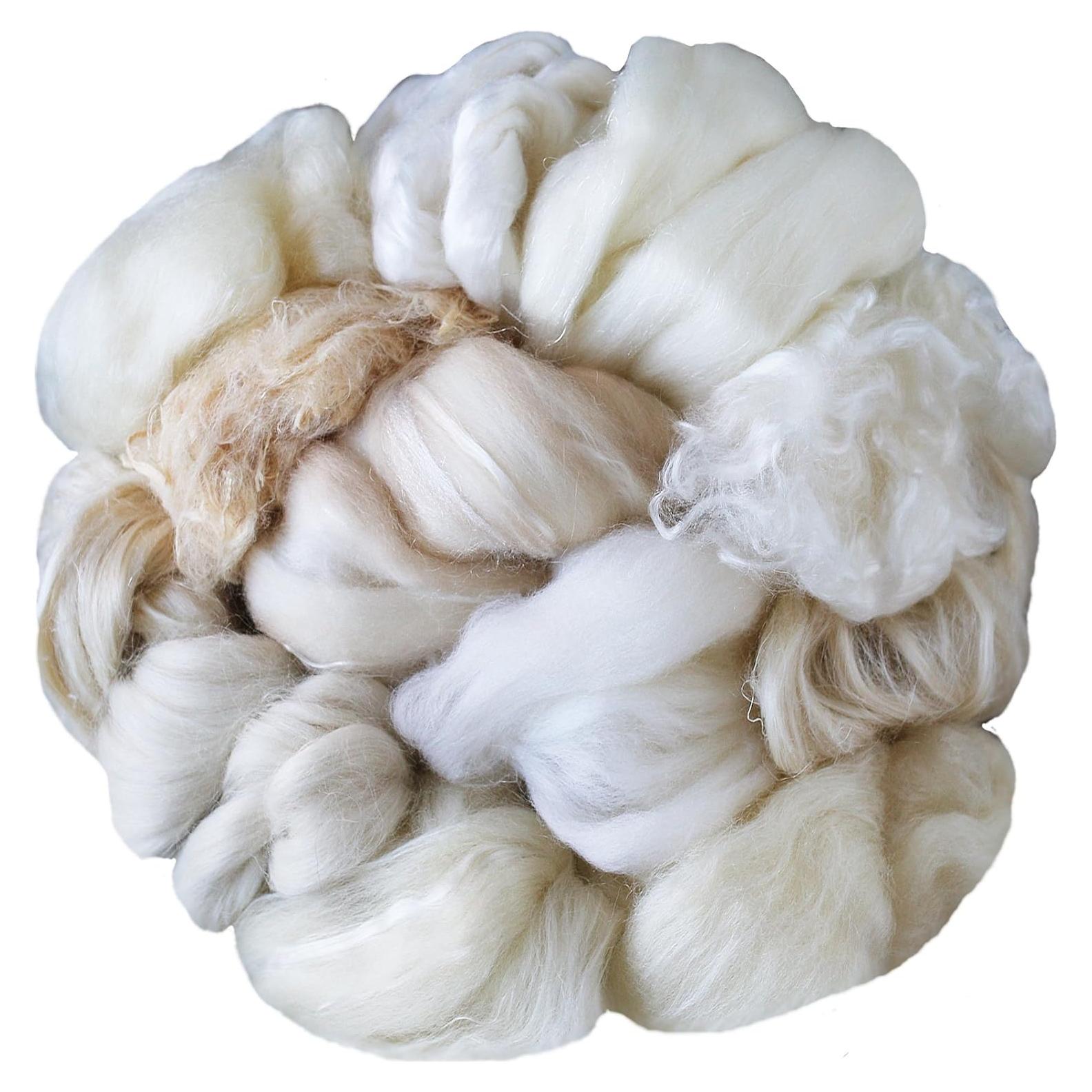 Mezcla de Fibra para Fieltro 200g - Living Dreams Yarn - Merino Blanco