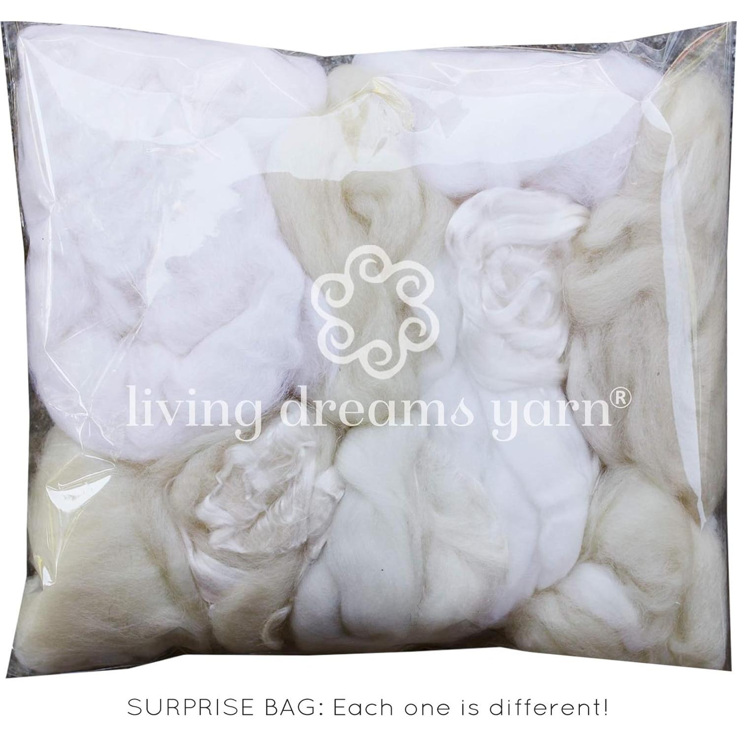 Mezcla de Fibra para Fieltro 200g - Living Dreams Yarn - Merino Blanco