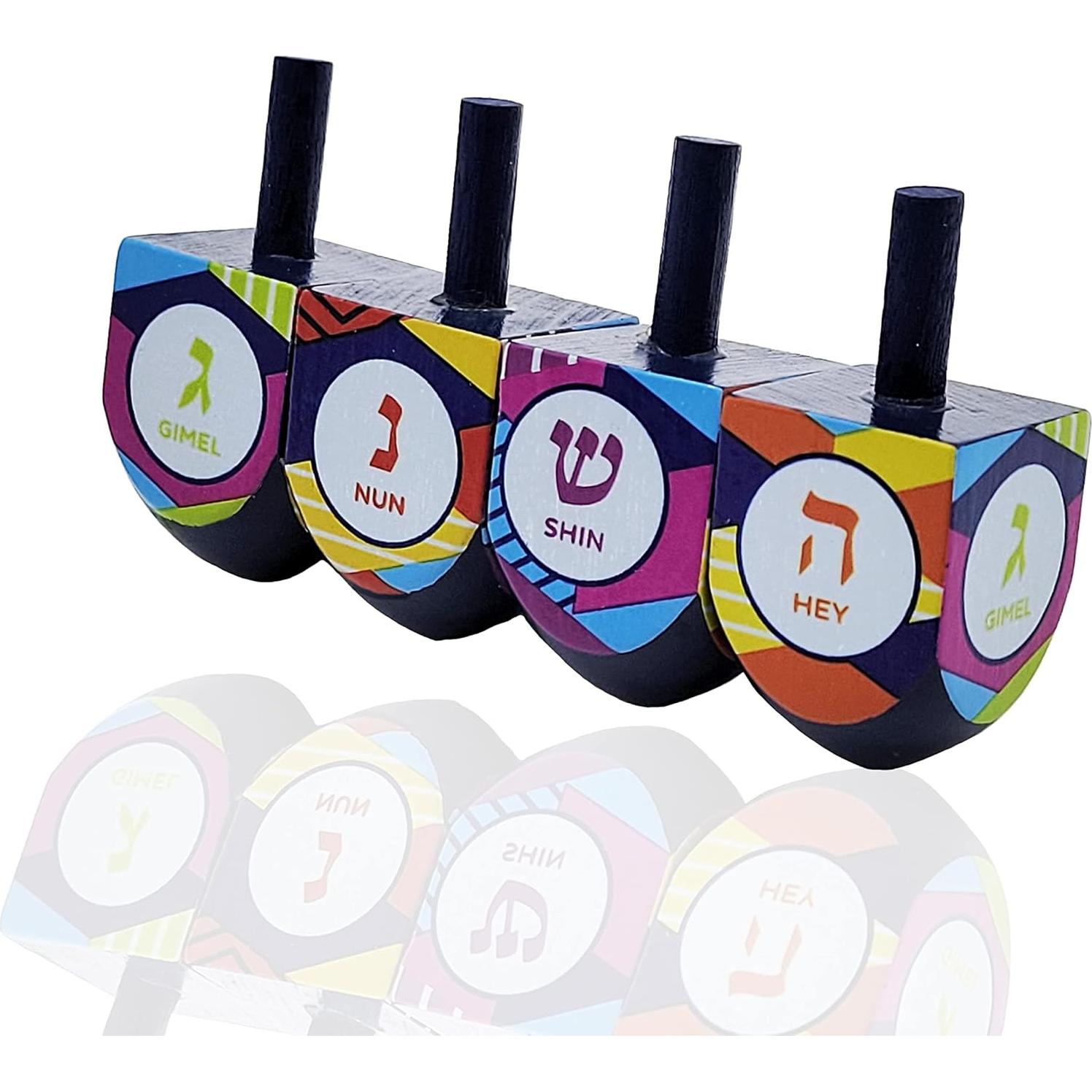 Dreidels de Madera Pintados a Mano La Compañía Dreidel 25 Unidades