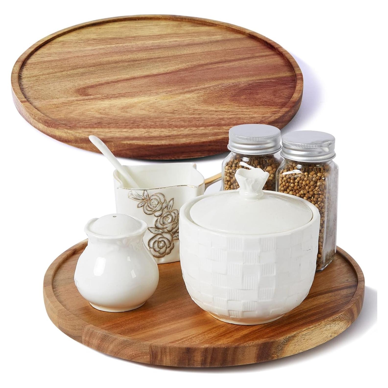 Organizadores giratorios de madera de acacia ACIAZAAZ 25.4 cm