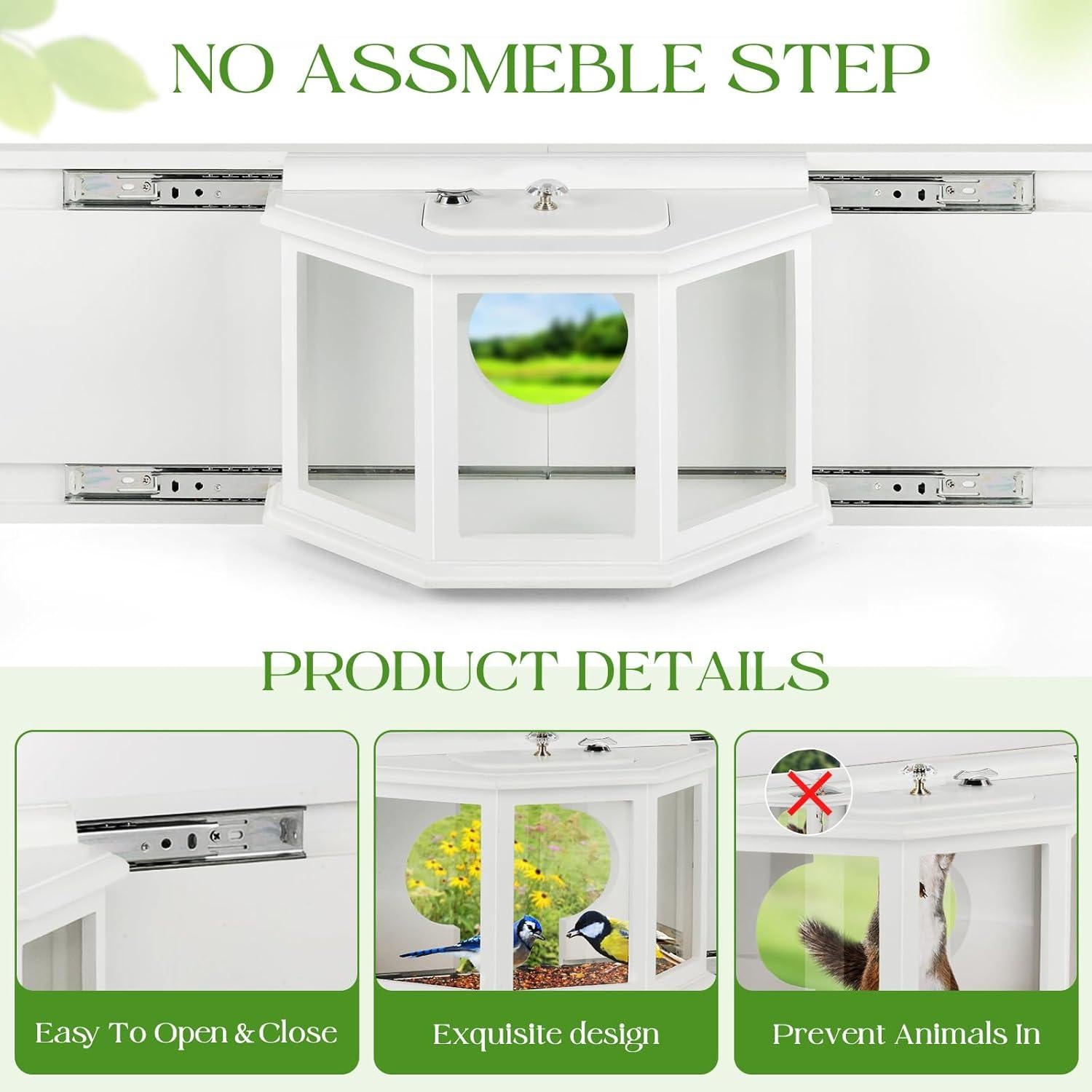 Comedero para Aves de Ventana XYADX 180° Madera Acrílico