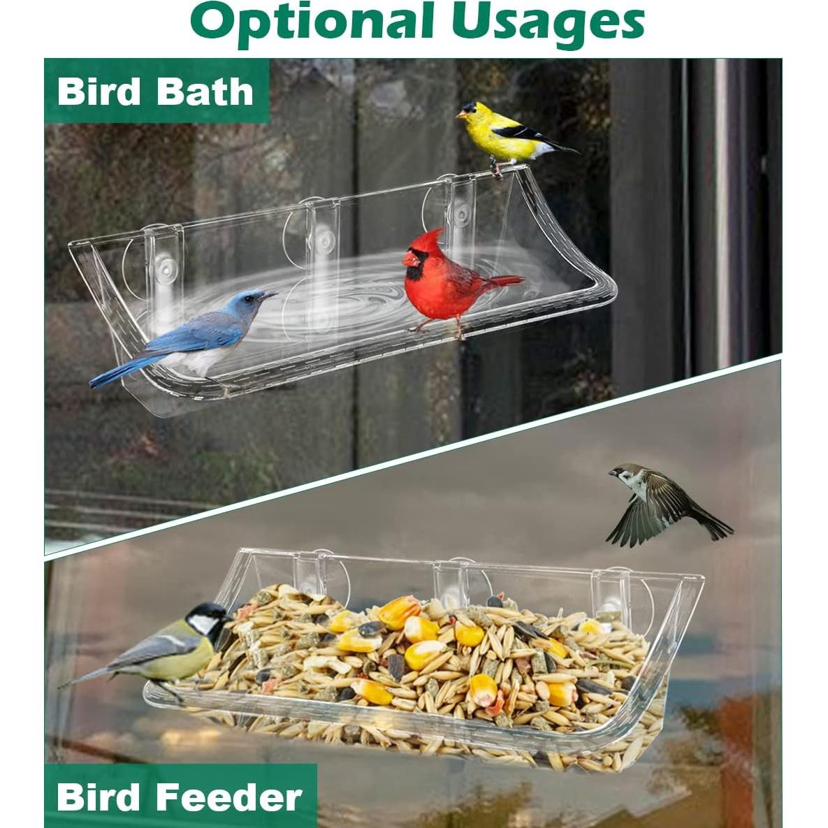 Comedero para Aves Mokeyder Transparente para Ventana 32.3x13.3cm