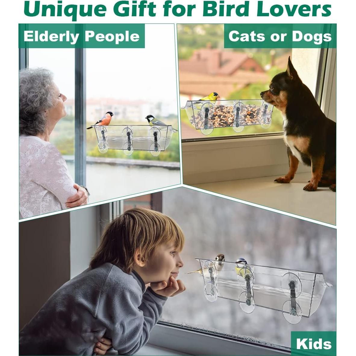 Comedero para Aves Mokeyder Transparente para Ventana 32.3x13.3cm