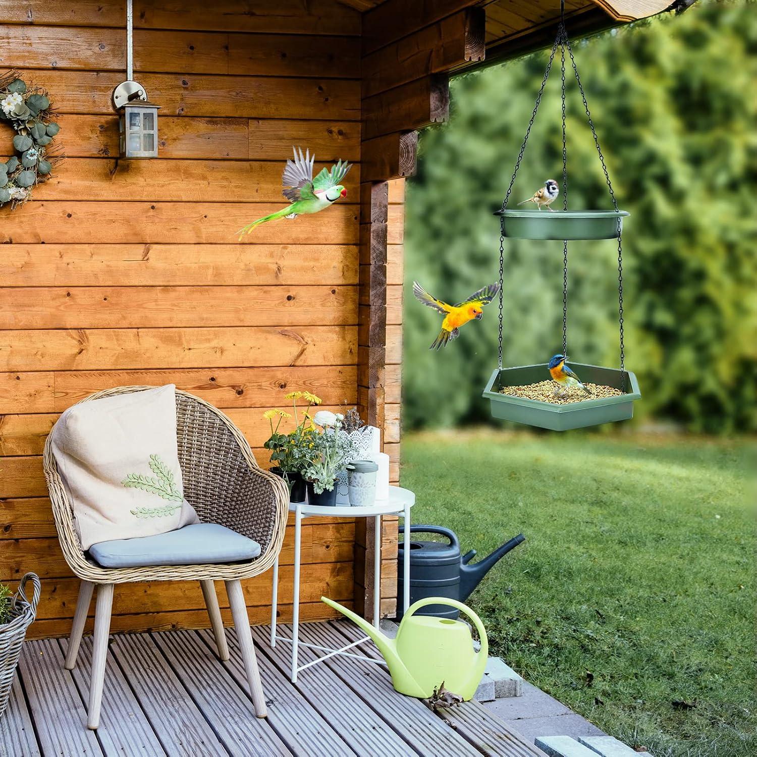 Baño y Alimentador de Aves Colgante Bathth 2 en 1 Verde