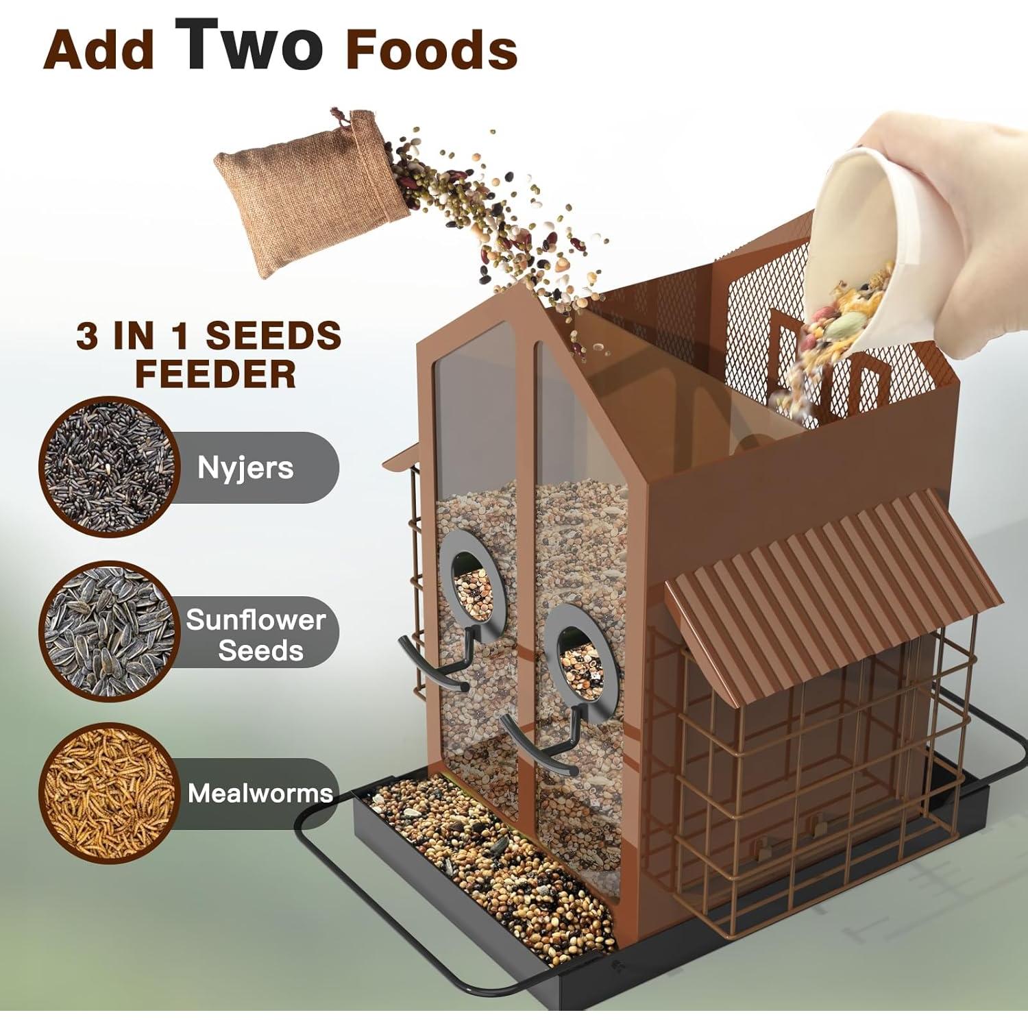 Comedero para Aves FlowaFoli Doble Jaula Impermeable 1.81kg