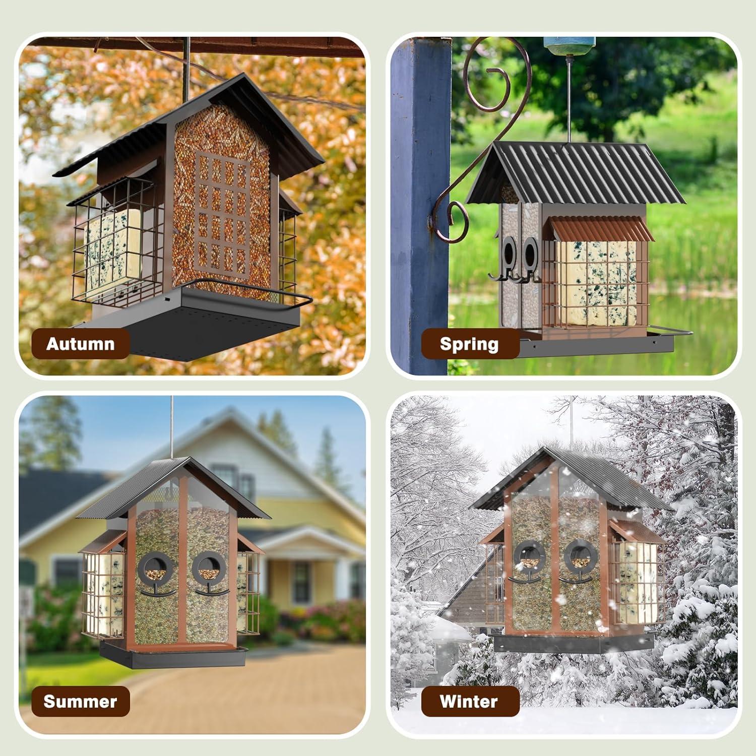 Comedero para Aves FlowaFoli Doble Jaula Impermeable 1.81kg