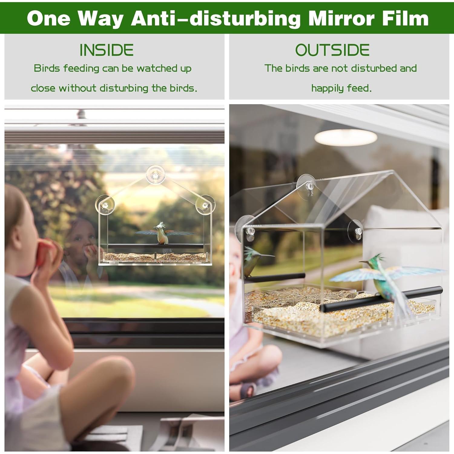 Comedero para Aves de Ventana MKLZ Transparente 20x13x17 cm