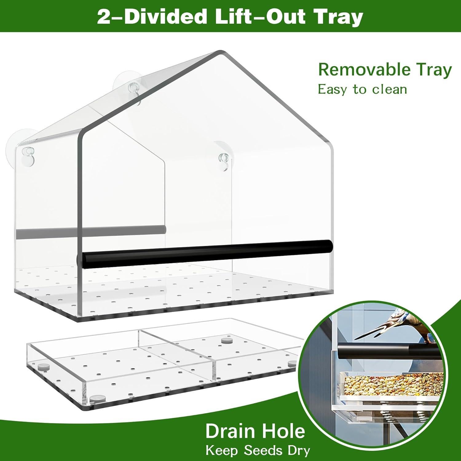 Comedero para Aves de Ventana MKLZ Transparente 20x13x17 cm