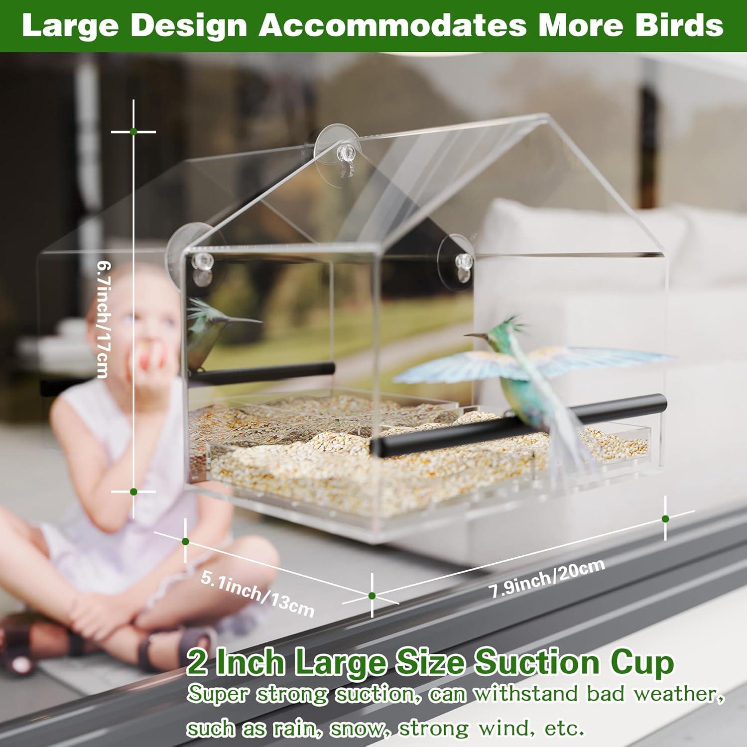 Comedero para Aves de Ventana MKLZ Transparente 20x13x17 cm