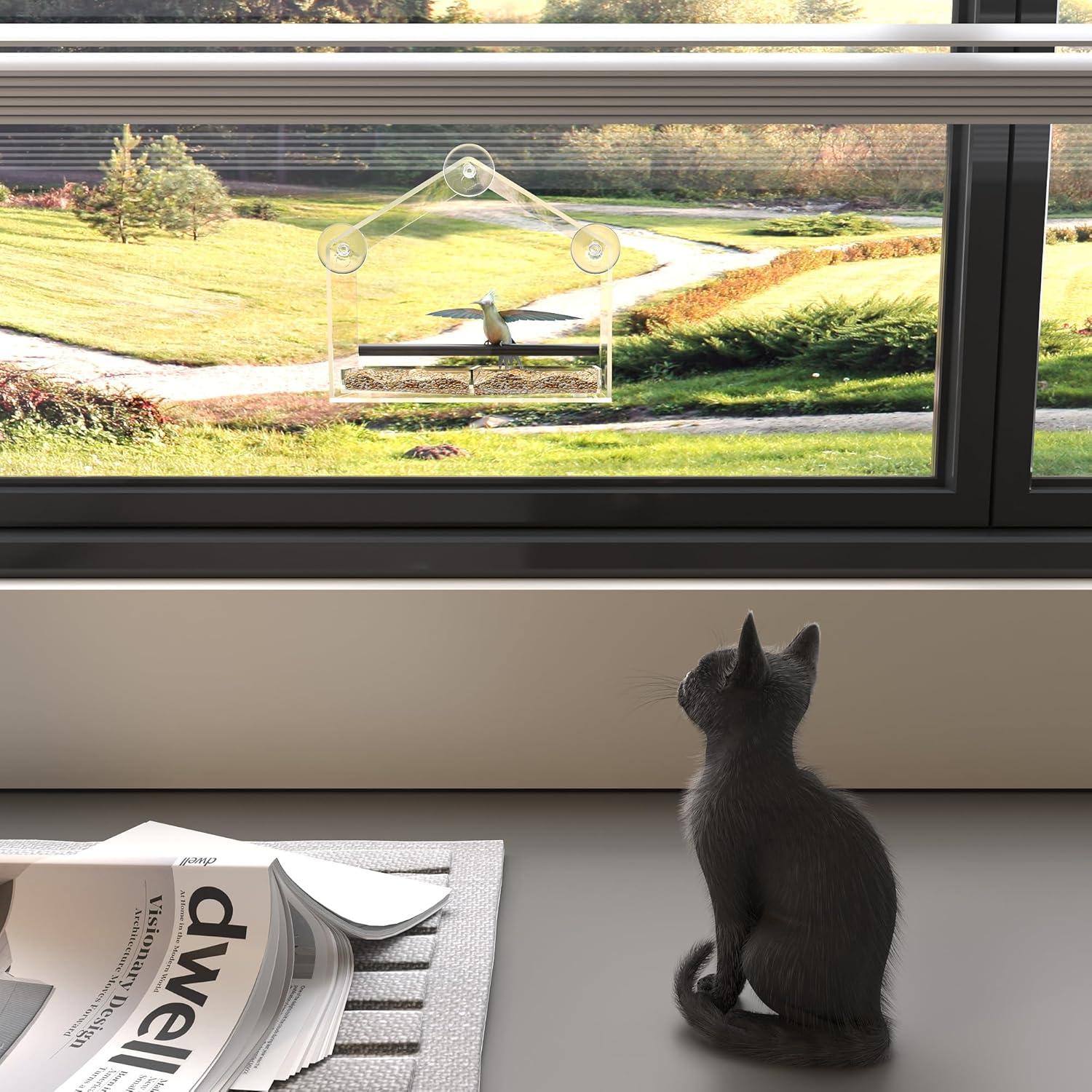 Comedero para Aves de Ventana MKLZ Transparente 20x13x17 cm