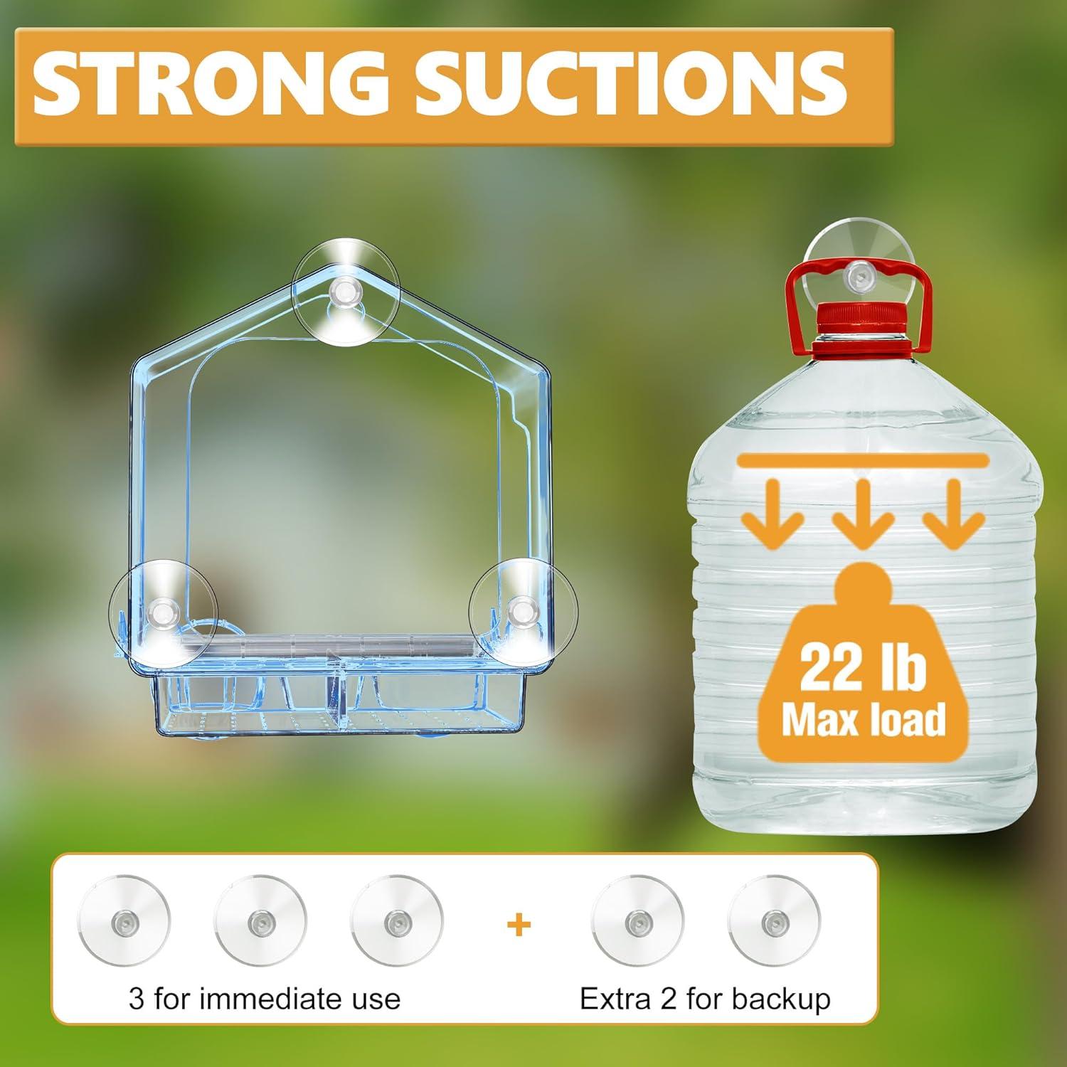 Comedero para Aves de Ventana LUJII 6-en-1 Azul, Multifuncional