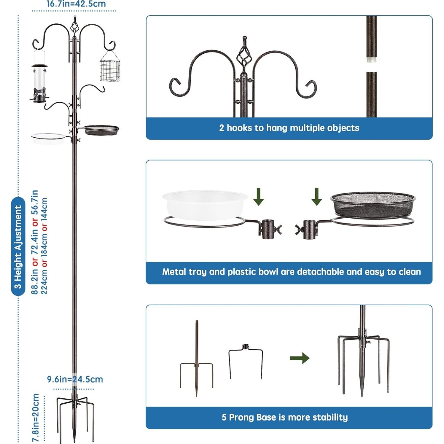Estación de Alimentación de Aves MIXXIDEA 231 cm con 4 Comederos