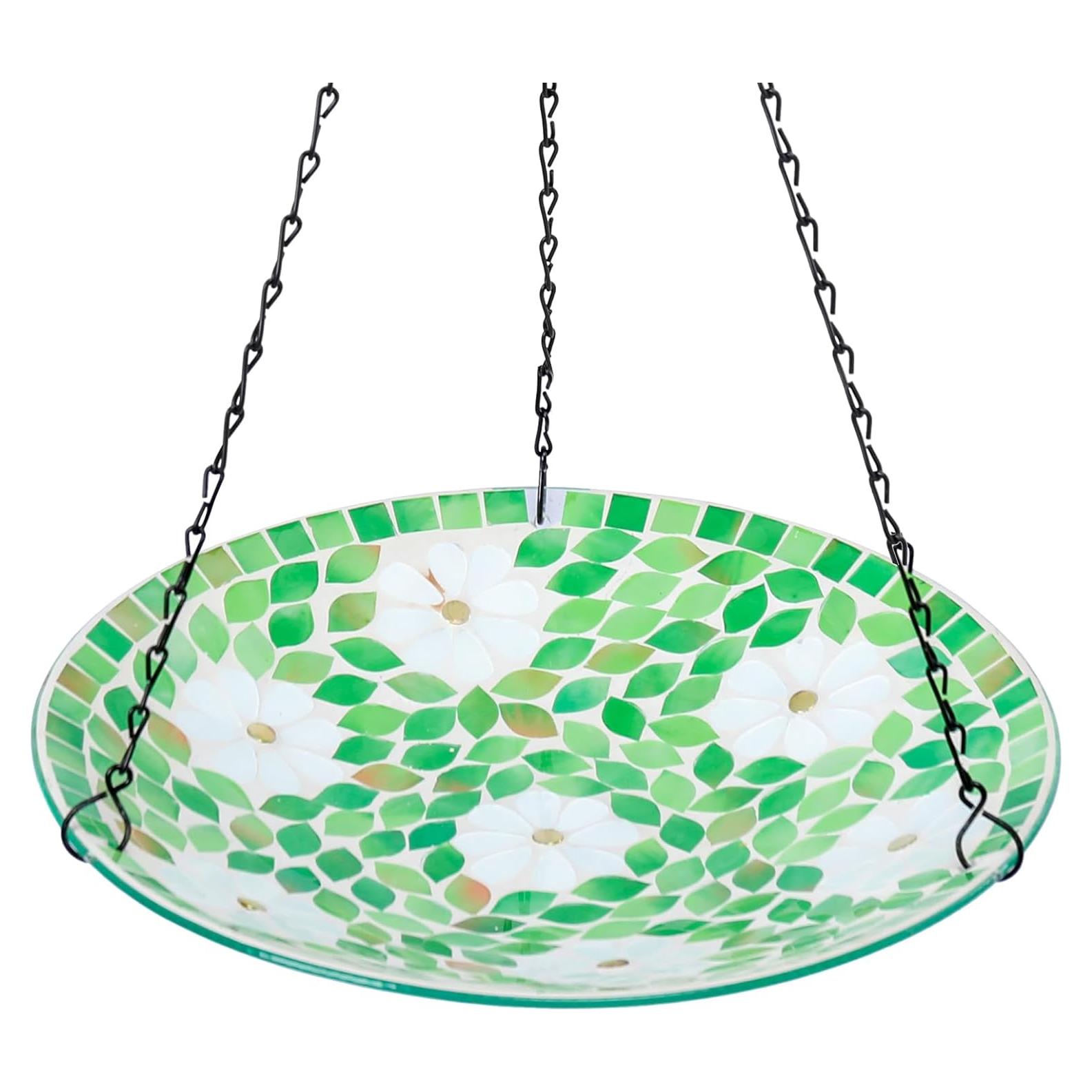 Fuente Colgante para Aves MUMTOP de Vidrio Mosaico 30.48 cm