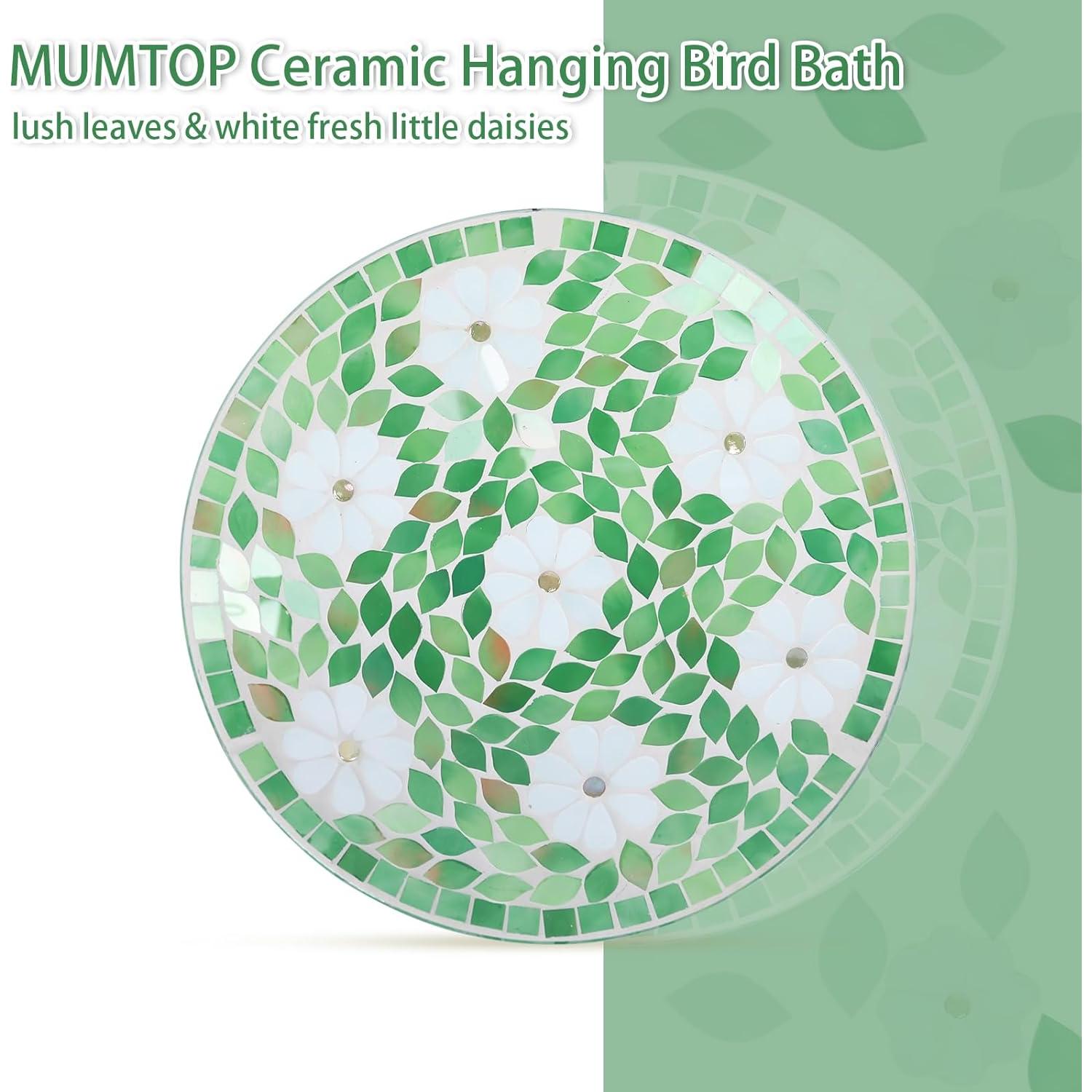 Fuente Colgante para Aves MUMTOP de Vidrio Mosaico 30.48 cm