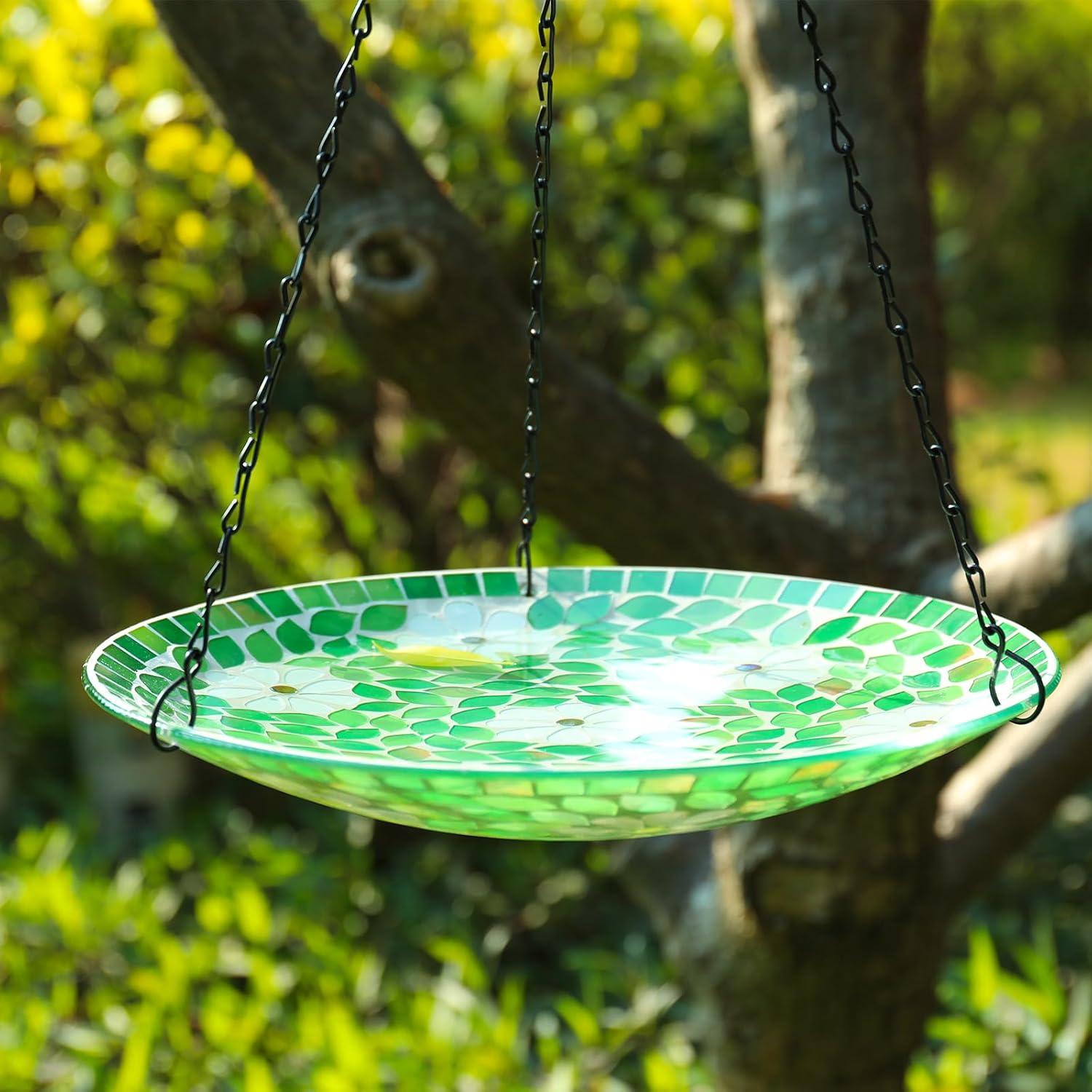 Fuente Colgante para Aves MUMTOP de Vidrio Mosaico 30.48 cm