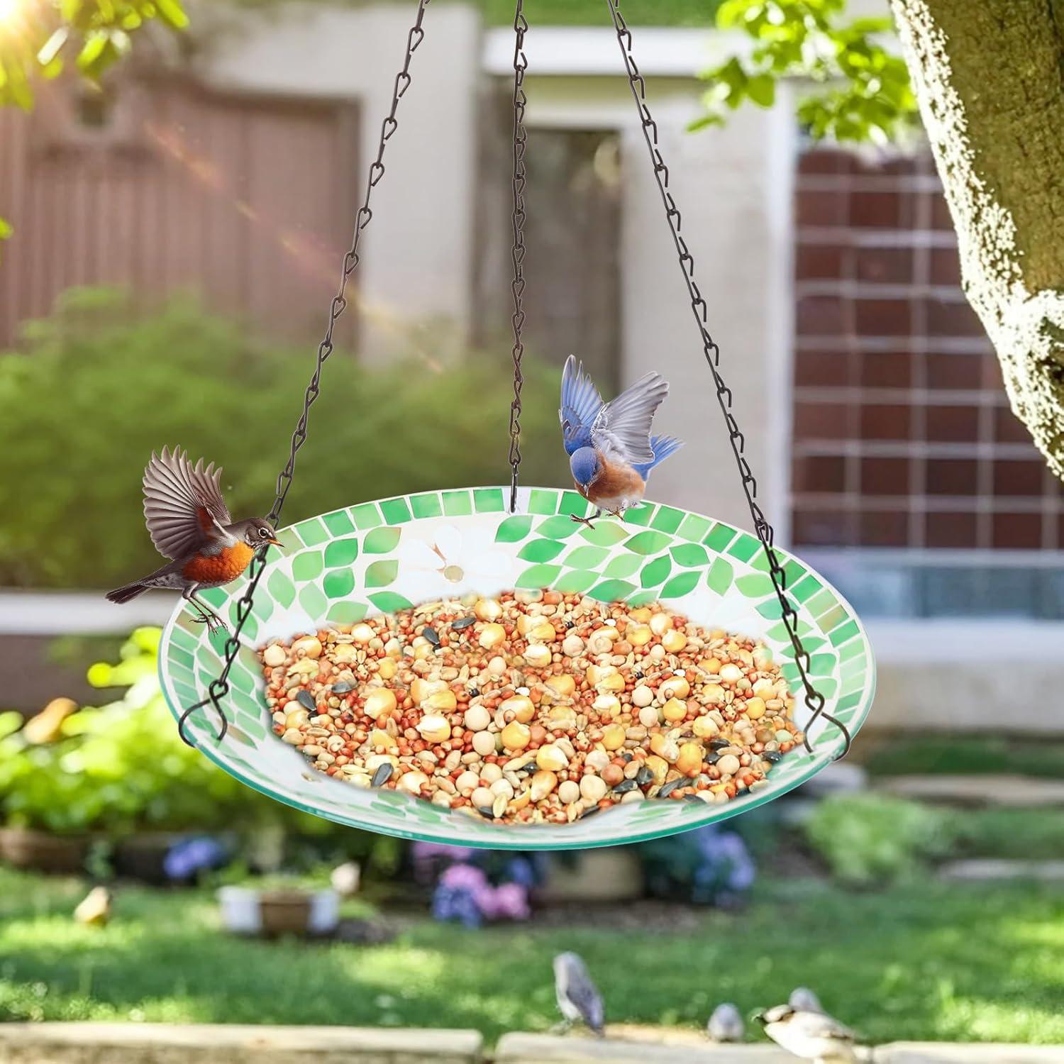 Fuente Colgante para Aves MUMTOP de Vidrio Mosaico 30.48 cm