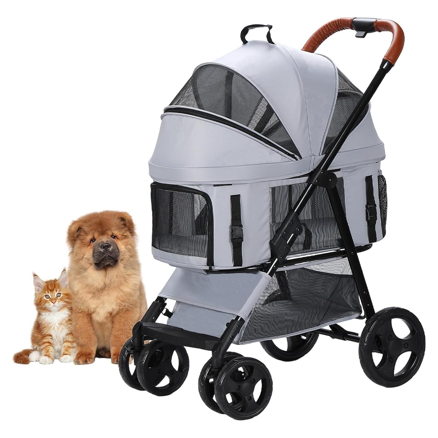 Carrito Plegable para Mascotas Dec-Mec hasta 15 kg Gris