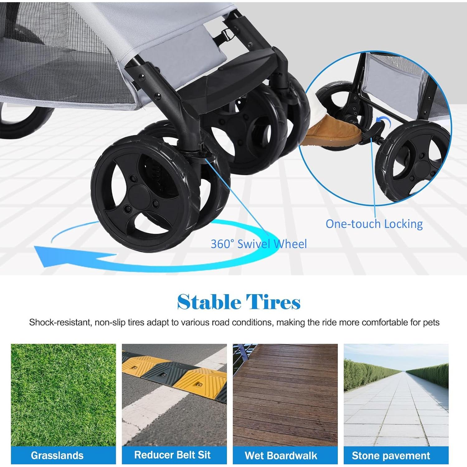 Carrito Plegable para Mascotas Dec-Mec hasta 15 kg Gris