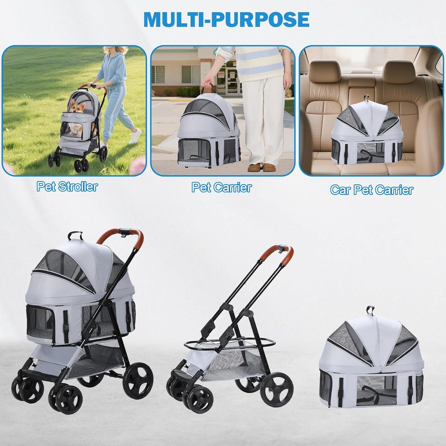 Carrito Plegable para Mascotas Dec-Mec hasta 15 kg Gris