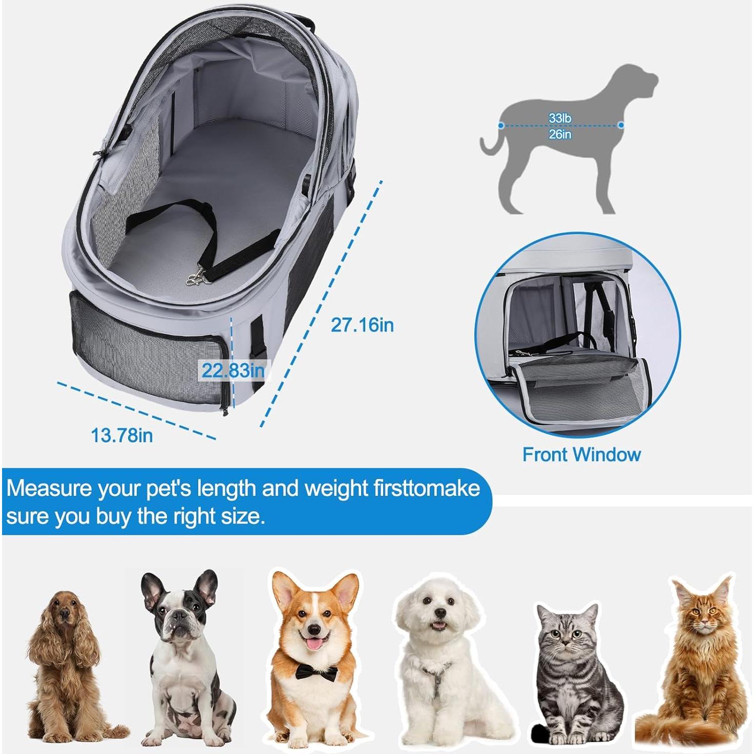 Carrito Plegable para Mascotas Dec-Mec hasta 15 kg Gris