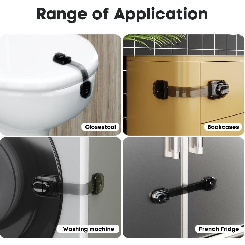 Cerraduras de Seguridad para Niños EUDEMON 3 Piezas Transparente-Negro