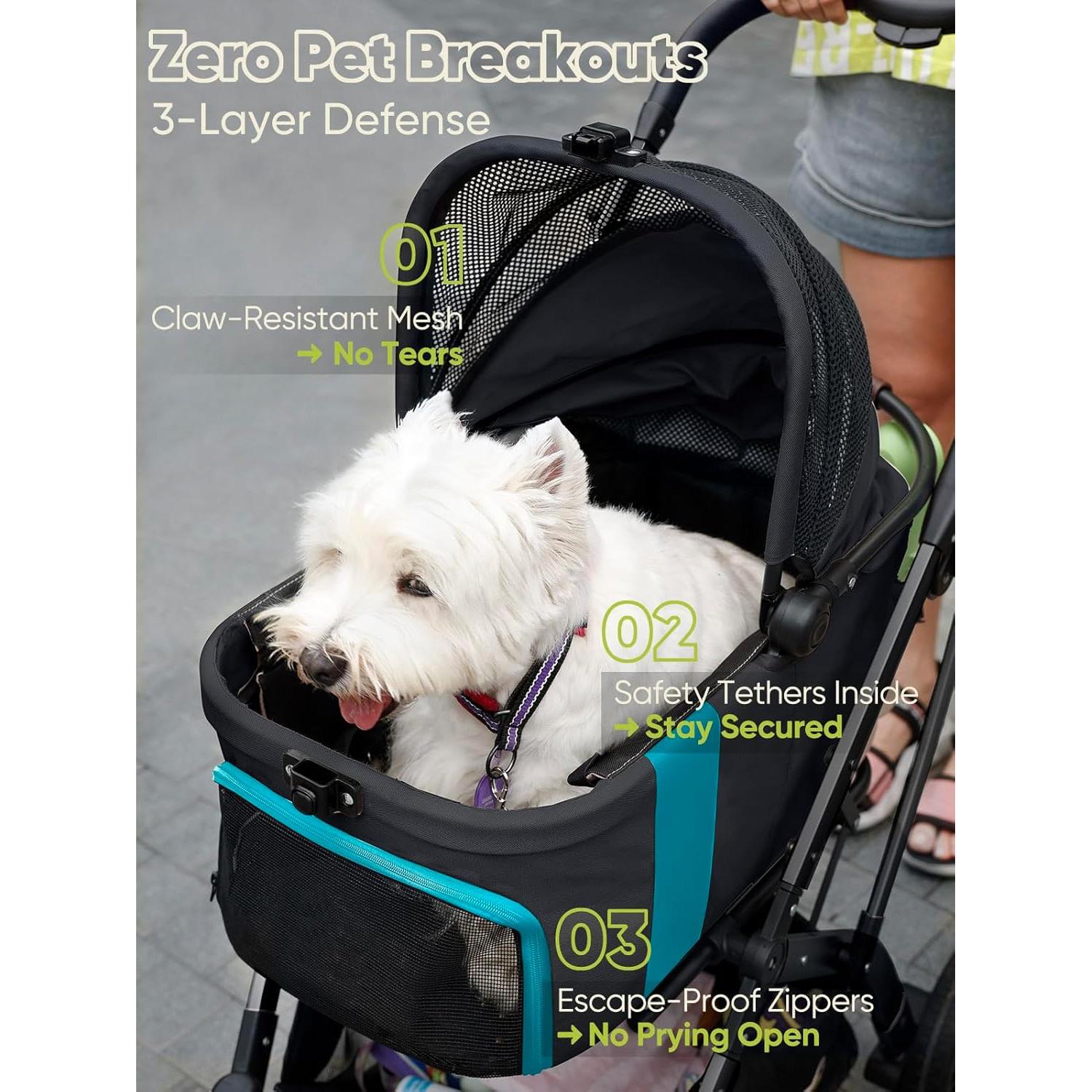 Carrito para Mascotas WagvyGo 5-en-1 Plegable Negro hasta 25kg