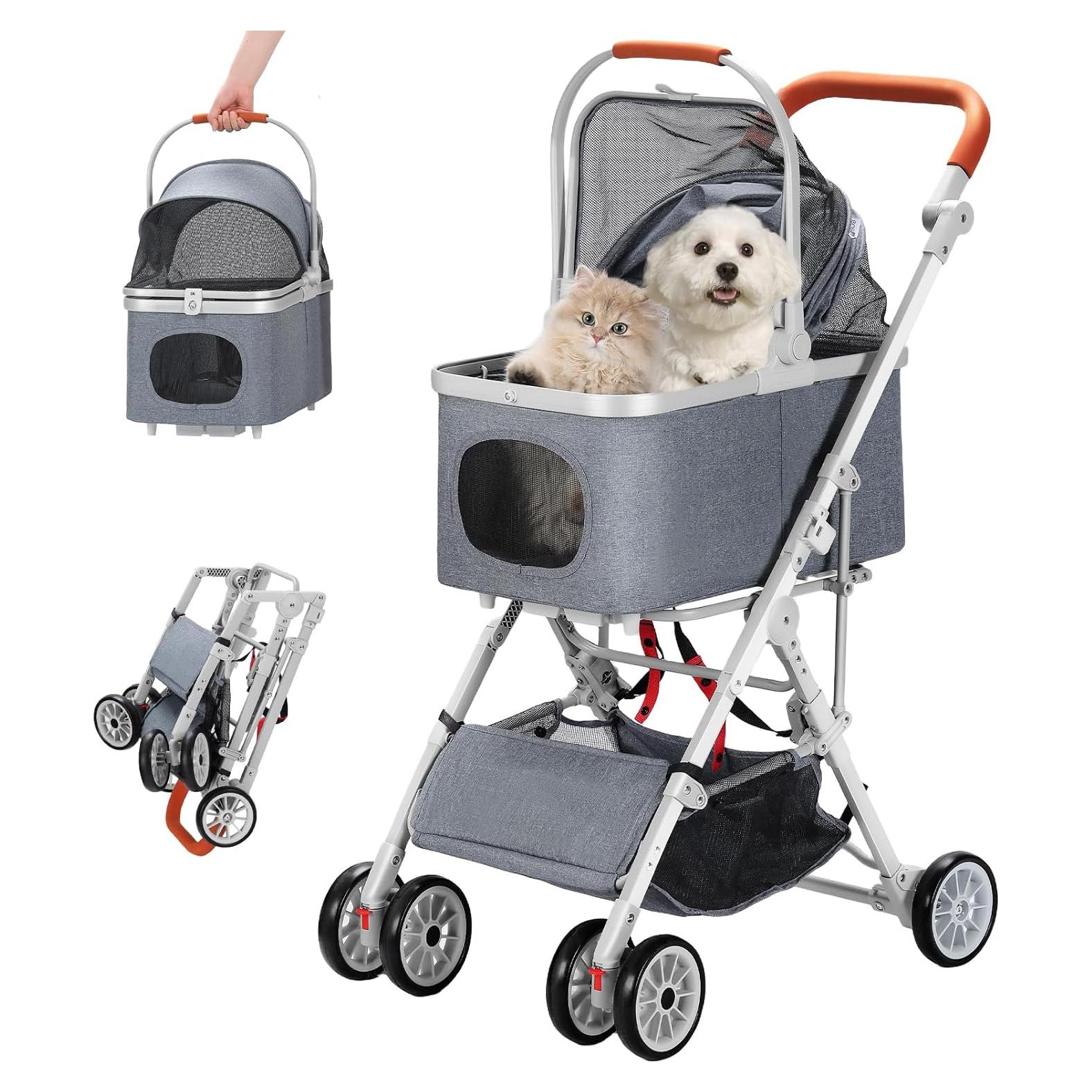 Carrito Plegable para Mascotas Dec-Mec Gris hasta 13.6 kg