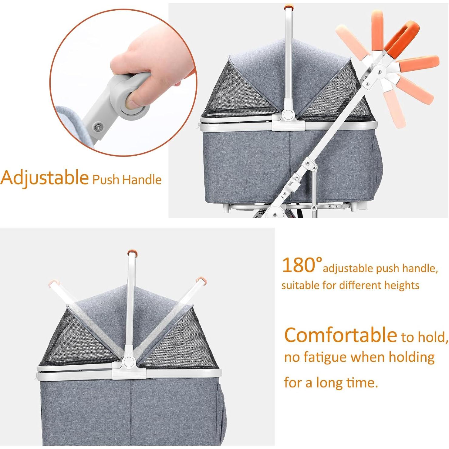 Carrito Plegable para Mascotas Dec-Mec Gris hasta 13.6 kg