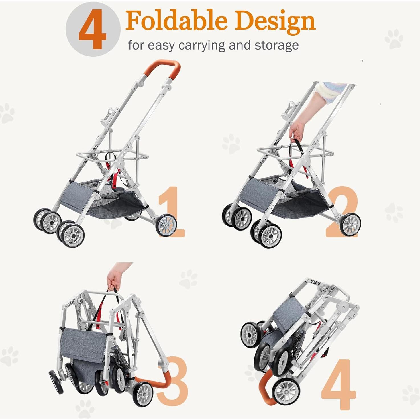 Carrito Plegable para Mascotas Dec-Mec Gris hasta 13.6 kg