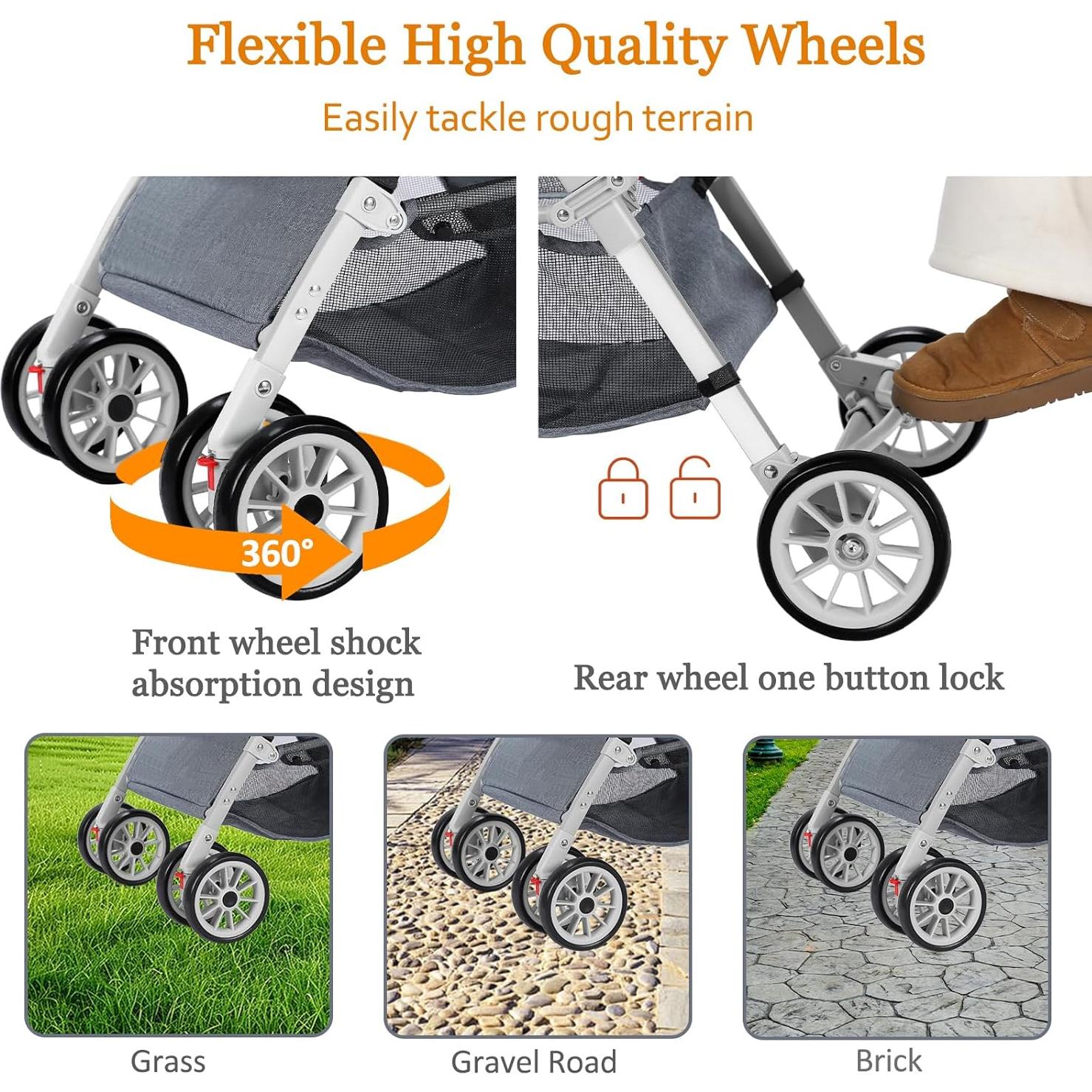 Carrito Plegable para Mascotas Dec-Mec Gris hasta 13.6 kg