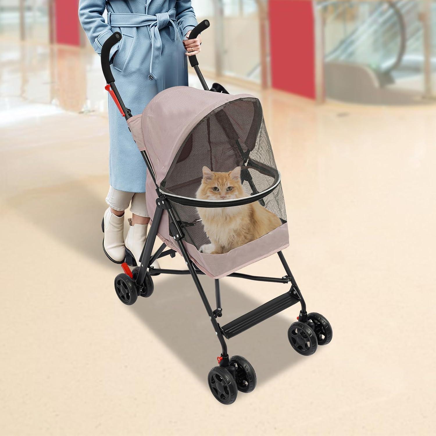 Carrito para Mascotas GUDBYWXB Rosa Plegable 10 kg