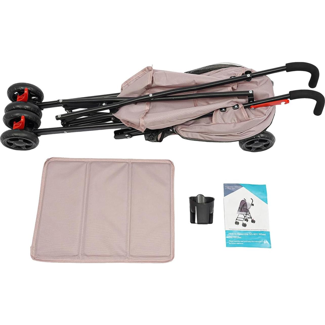 Carrito para Mascotas GUDBYWXB Rosa Plegable 10 kg
