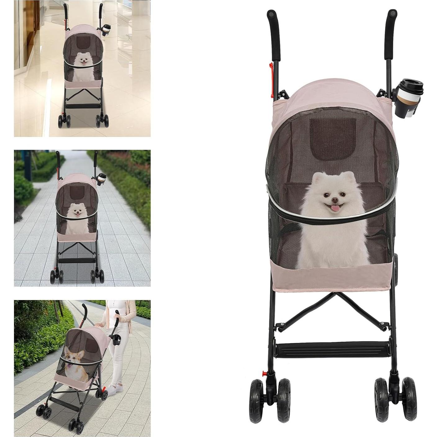 Carrito para Mascotas GUDBYWXB Rosa Plegable 10 kg