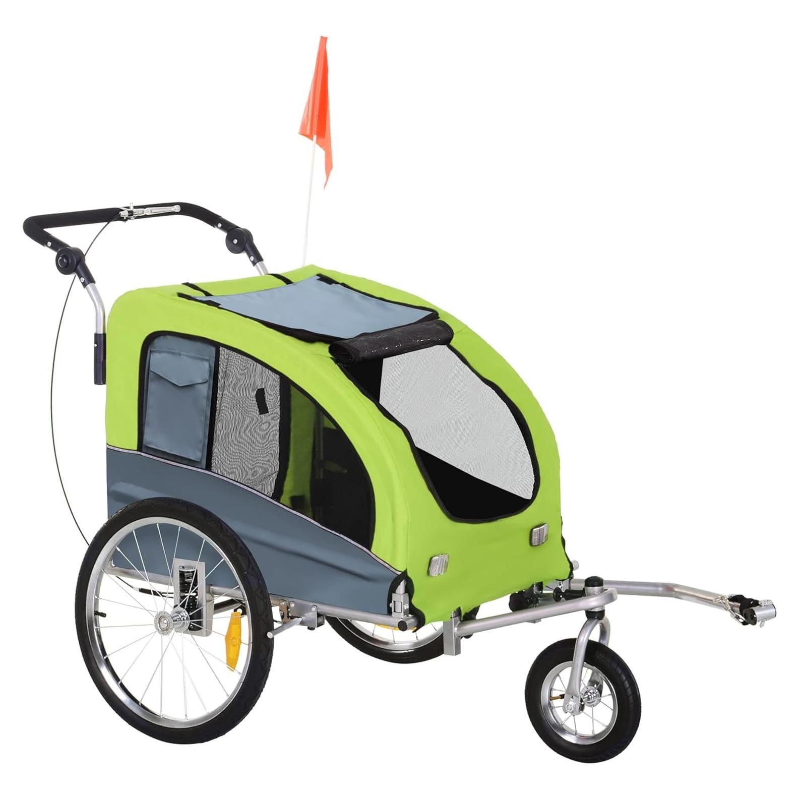 Remolque para Bicicleta de Perros Aosom 2-en-1 Gris Verde