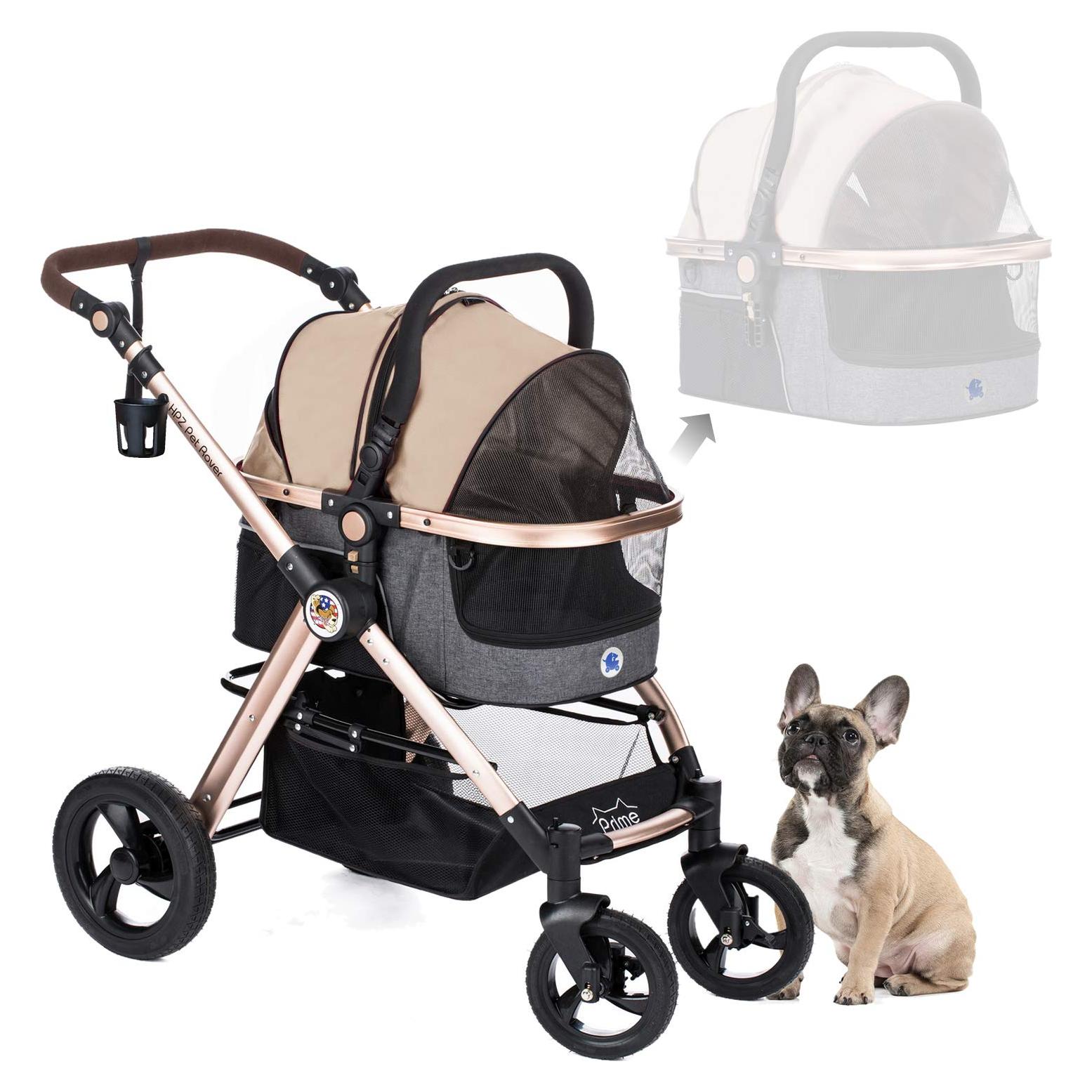 Carrito de Lujo para Mascotas HPZ Pet Rover Prime 3 en 1 Beige