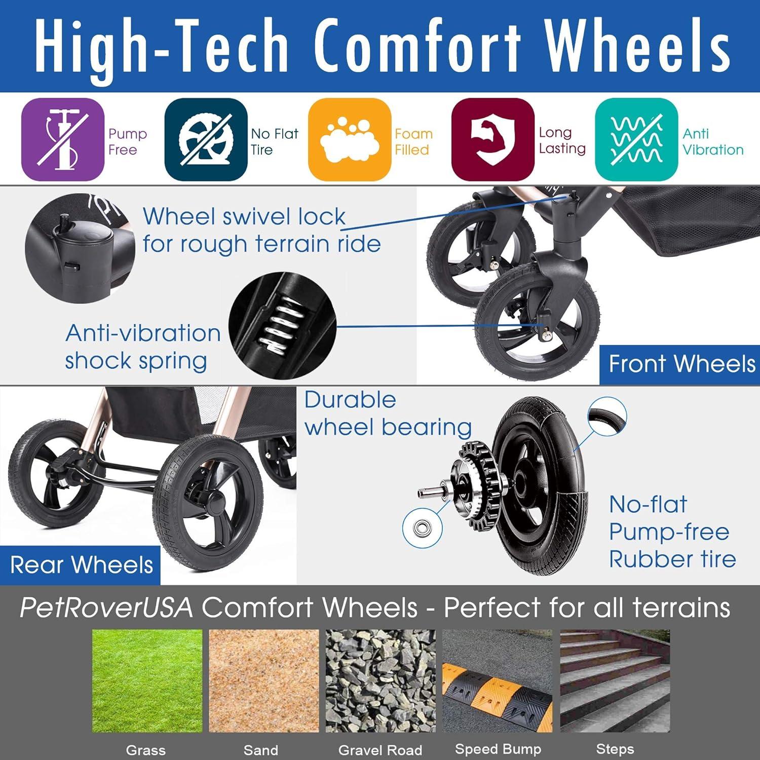 Carrito de Lujo para Mascotas HPZ Pet Rover Prime 3 en 1 Beige